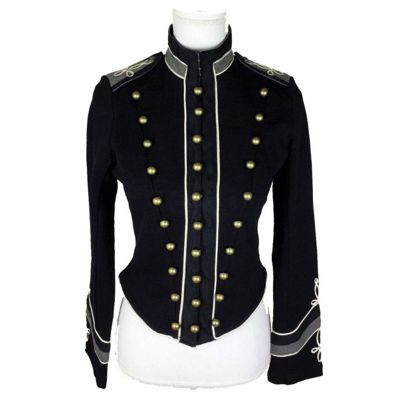 Women Army Military Officer Jacket Denim & Supply Ralph Lauren Embroidered Officer Band Coat